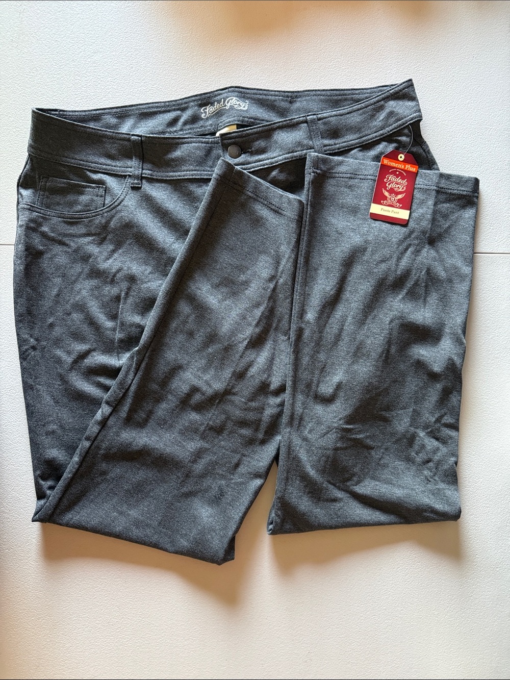 New Faded Glory Charcoal Gray Ponte Pants Women's plus size 20W